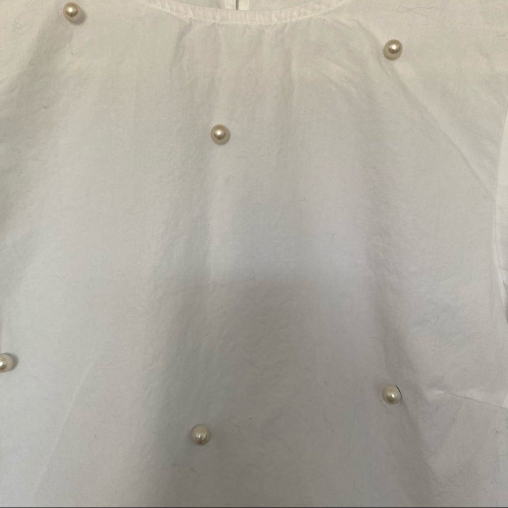 Zara white pearl top with bell sleeve XS VGUC - Picture 3 of 8